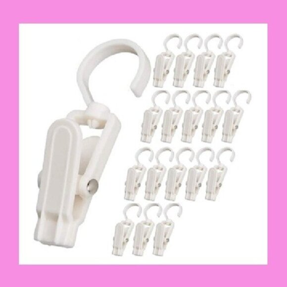 Laundry Hooks, Plastic Swivel Hanging Hanger Clothes Clips, #18 Count - Picture 1 of 14